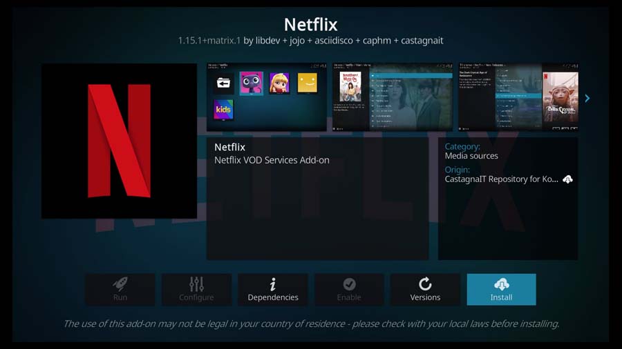 Install Netflix Kodi addon