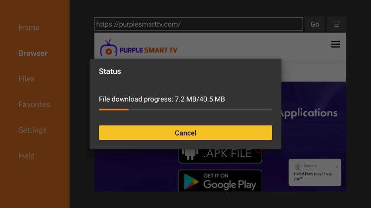 Wait for the purple iptv app to download