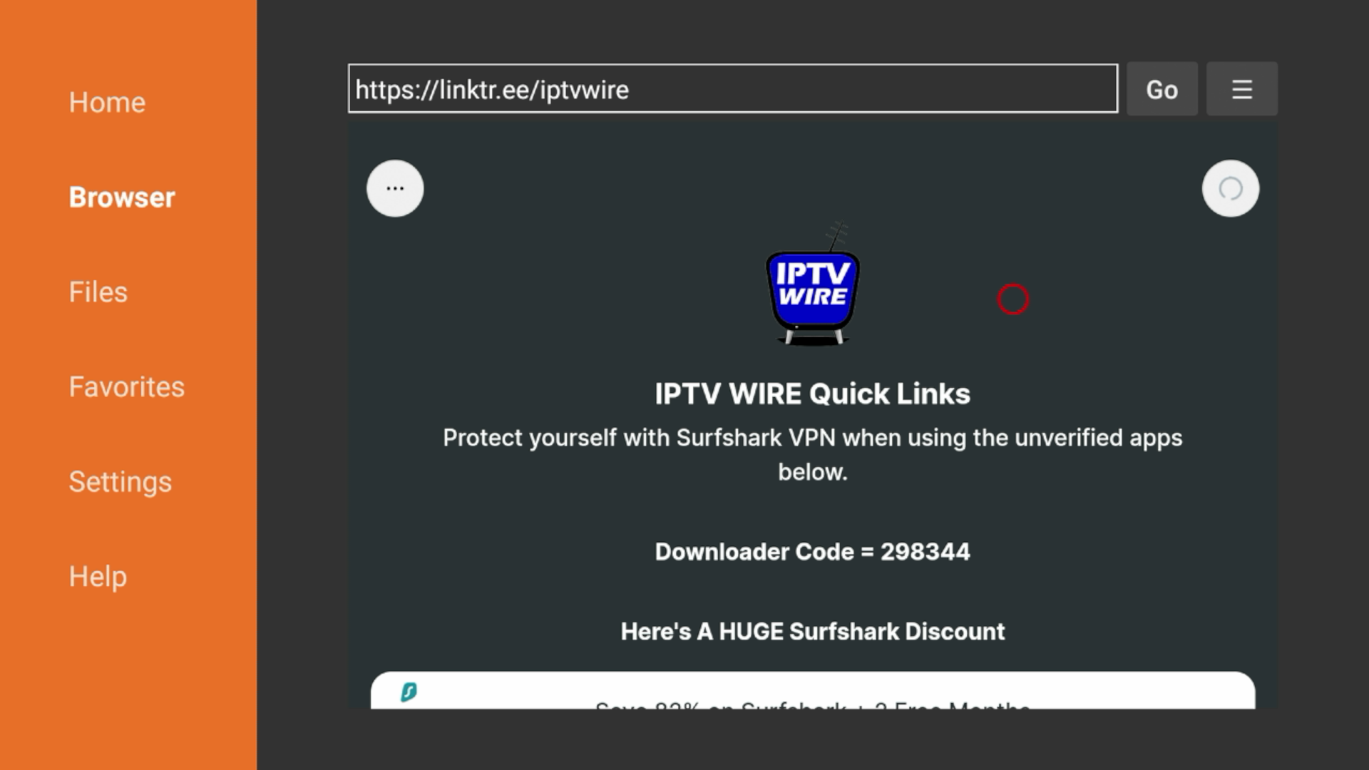 Wait a few seconds until you are redirected to the IPTV Wire Quick Links page.