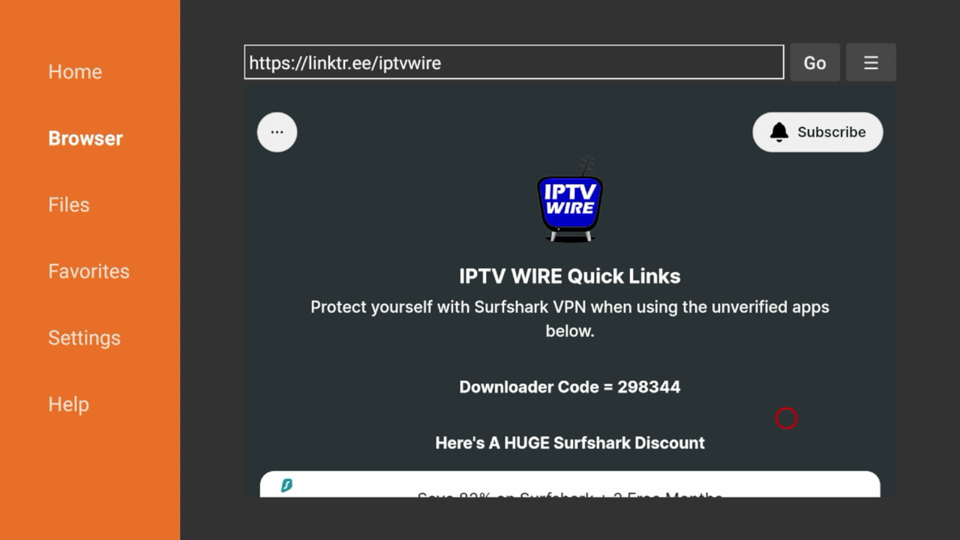 Wait a few seconds until you are redirected to the IPTV Wire Quick Links page.