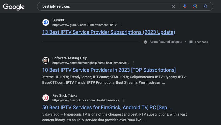 IPTV Websites Search Results