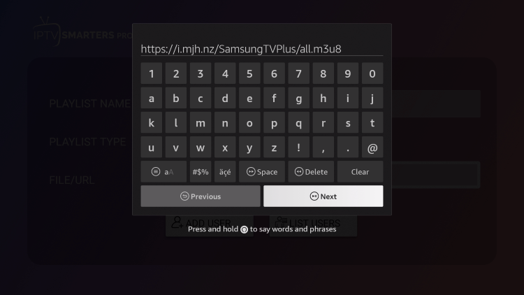 Type the following URL Address exactly as it is shown here for samsung tv plus apk