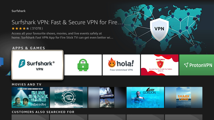 Click the Surfshark VPN for iptv app.