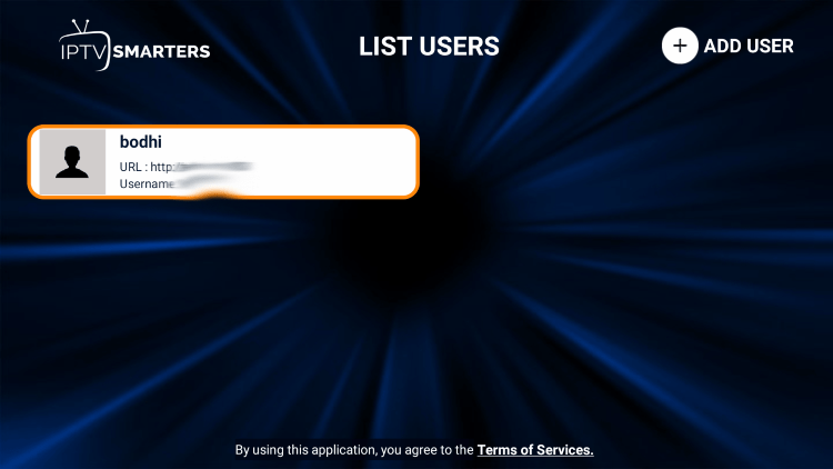 Click your user.