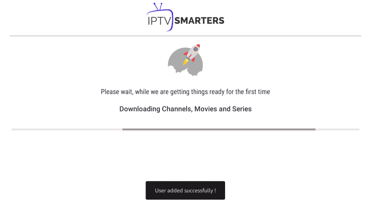 Wait a few seconds for your channels to download. You should notice a "user added successfully" message.