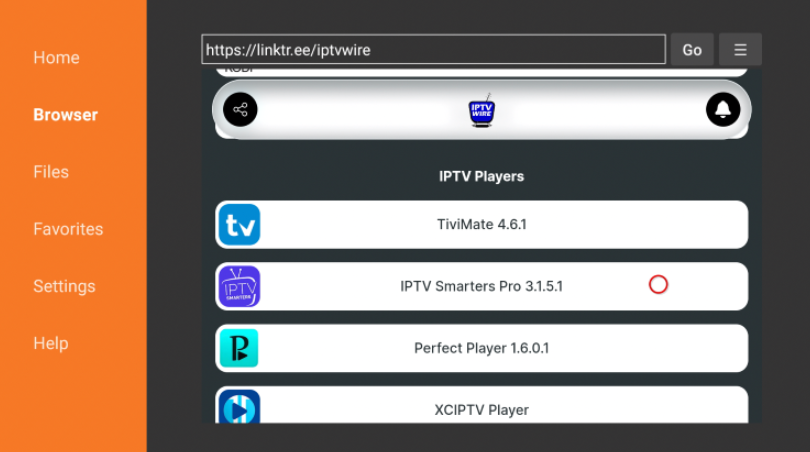 IPTV Wire Quick Links Page