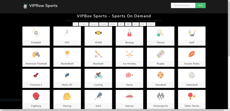 viprow sports website