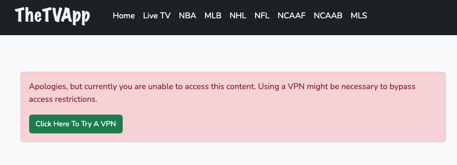 Unable to Access Content Message