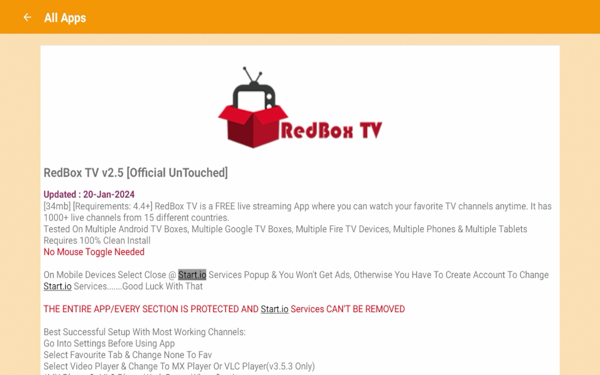 Scroll down until you locate Redbox TV or whatever application you want to install. 